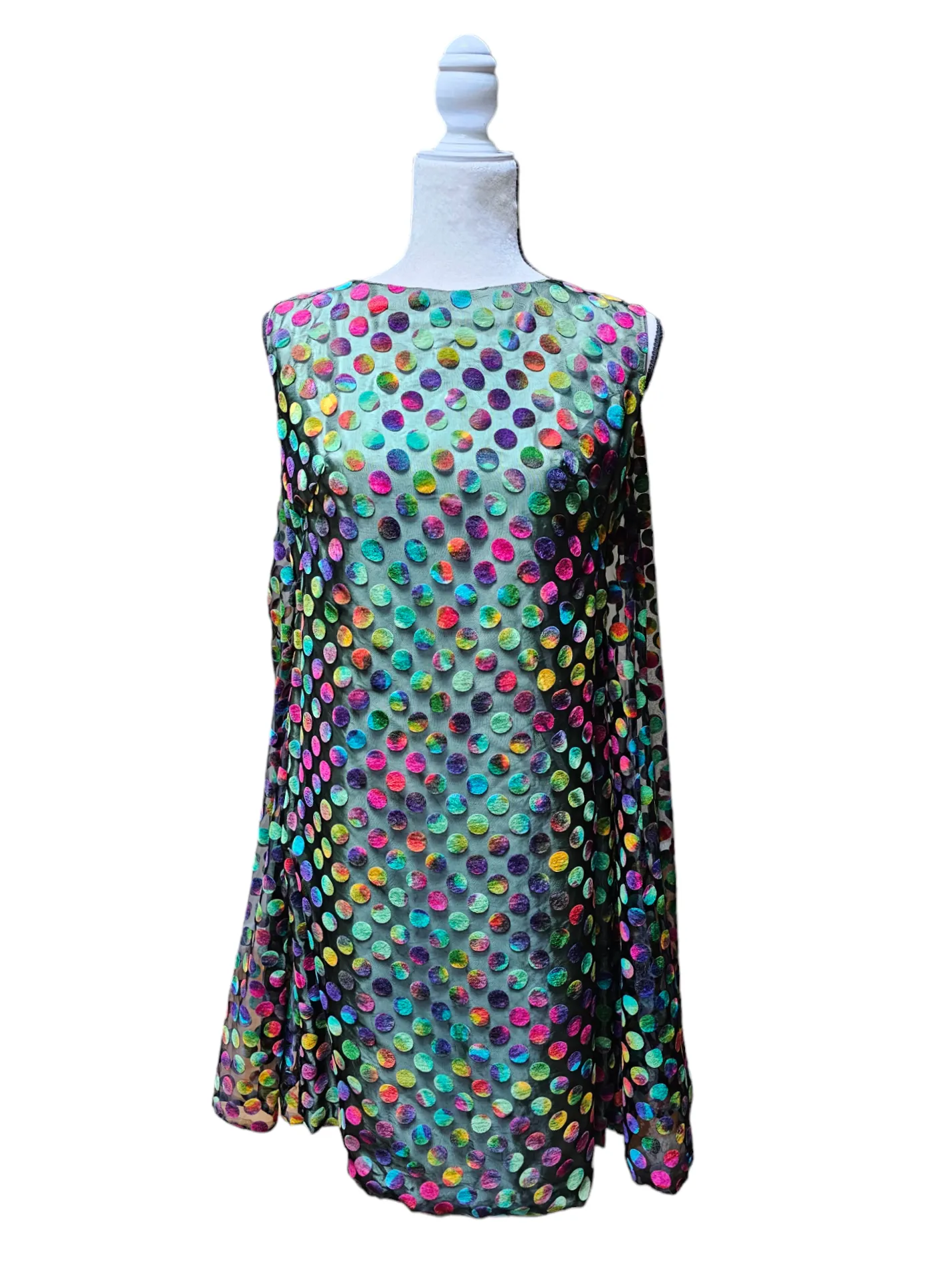 Vintage 1960's Nadine Chiffon Velvet Polka Dot Cocktail Dress