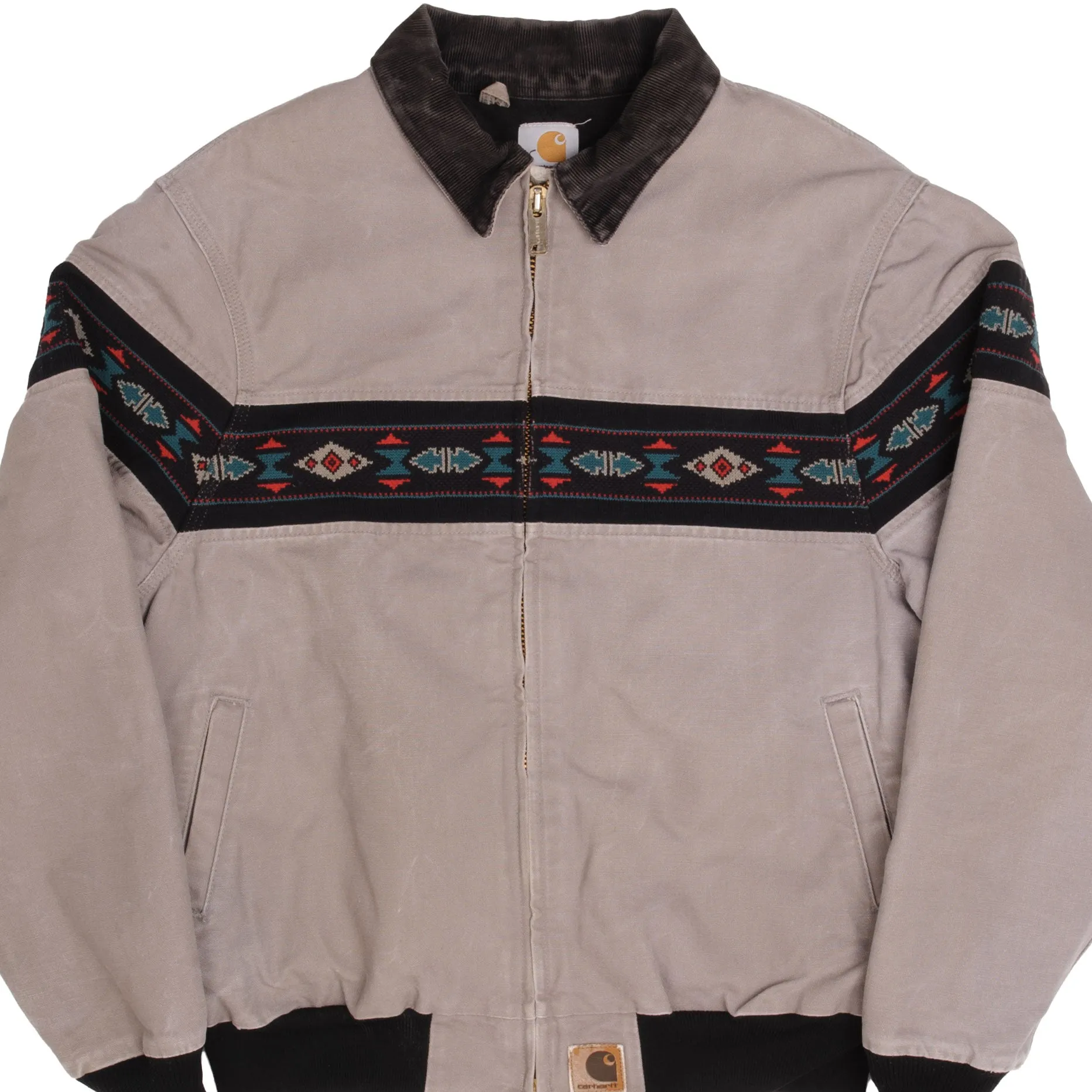 VINTAGE CARHARTT QUILT LINED AZTEC JACKET J77CMT SIZE XL