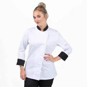 White Kitchen Coat with Black Collar - MANELLI