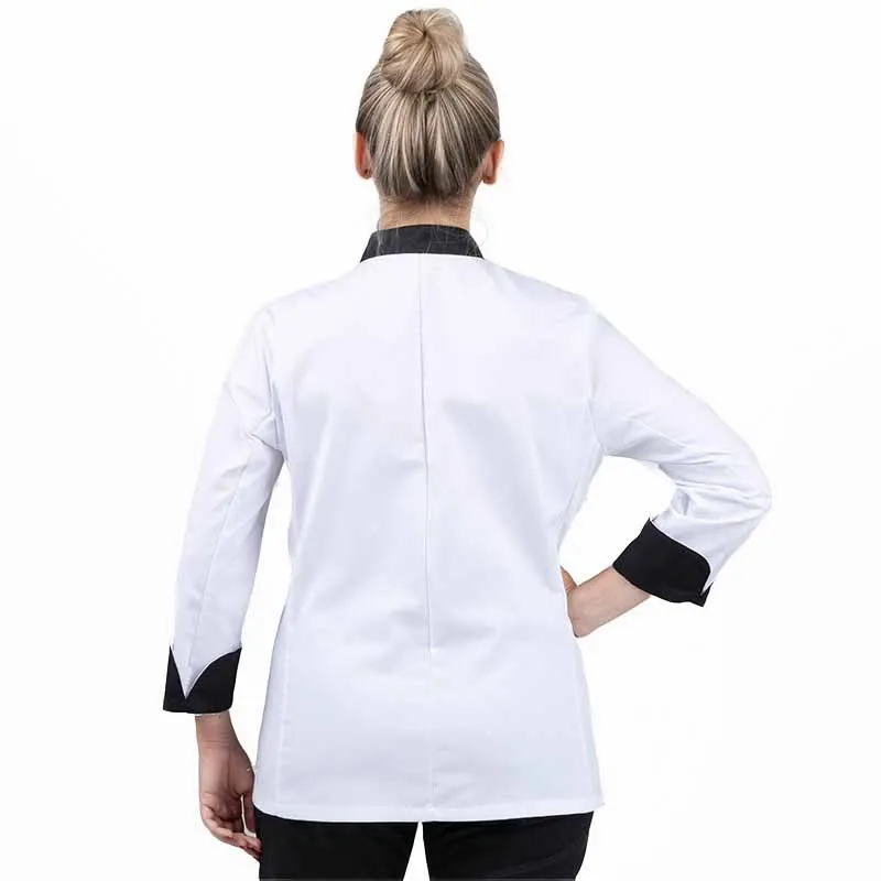 White Kitchen Coat with Black Collar - MANELLI