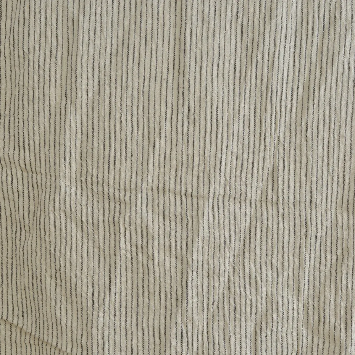 White with Black Abstract Irregular Stripes Handwoven Organic Cotton Fabric