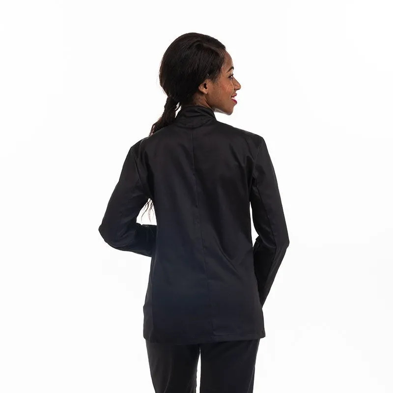 Women Eco-responsible Black Long Sleeve Kitchen Coat - MANELLI