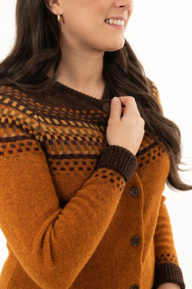 Womens Building Blocks Fair isle Cardigan - Vintage Orange