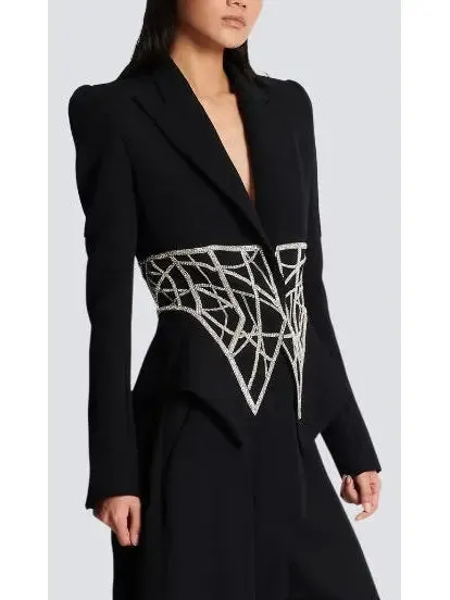 Women’s Crystal Corseted Belt-Effect Blazer