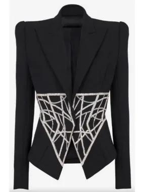 Women’s Crystal Corseted Belt-Effect Blazer