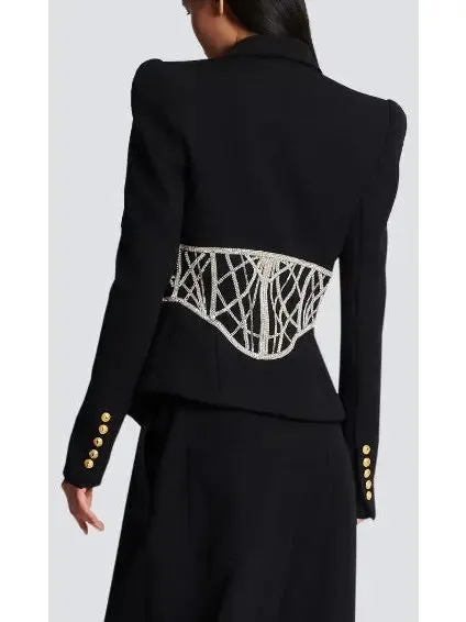 Women’s Crystal Corseted Belt-Effect Blazer