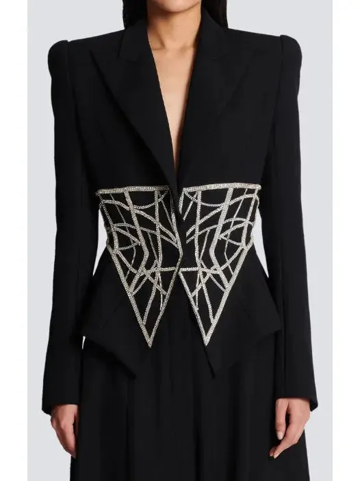 Women’s Crystal Corseted Belt-Effect Blazer