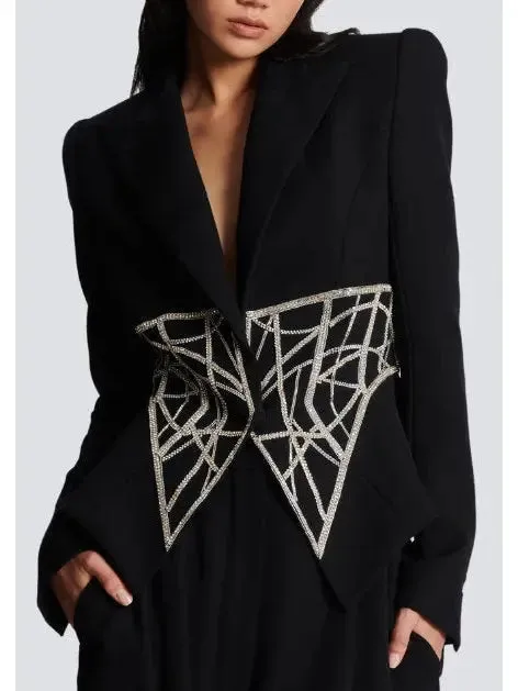 Women’s Crystal Corseted Belt-Effect Blazer