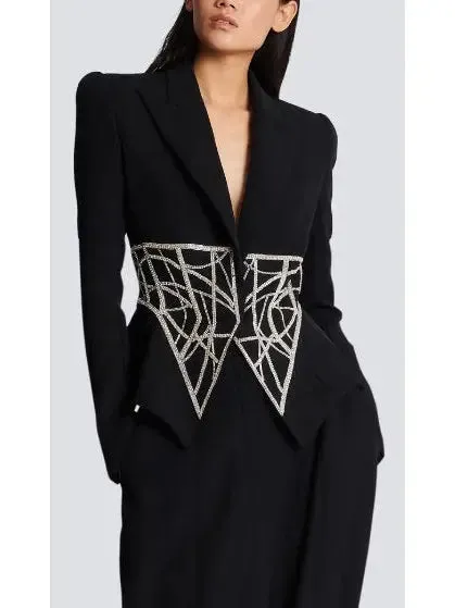 Women’s Crystal Corseted Belt-Effect Blazer