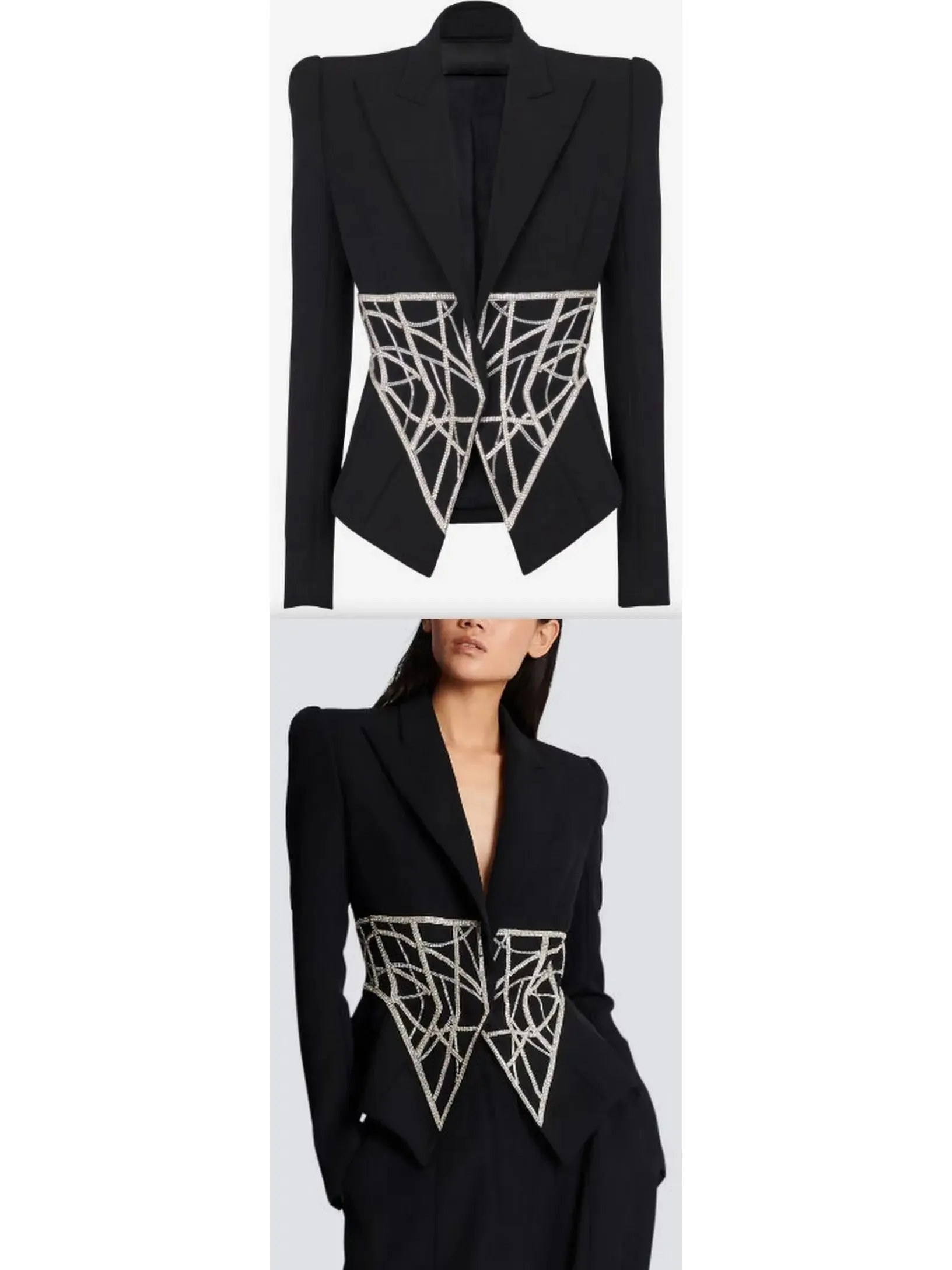 Women’s Crystal Corseted Belt-Effect Blazer