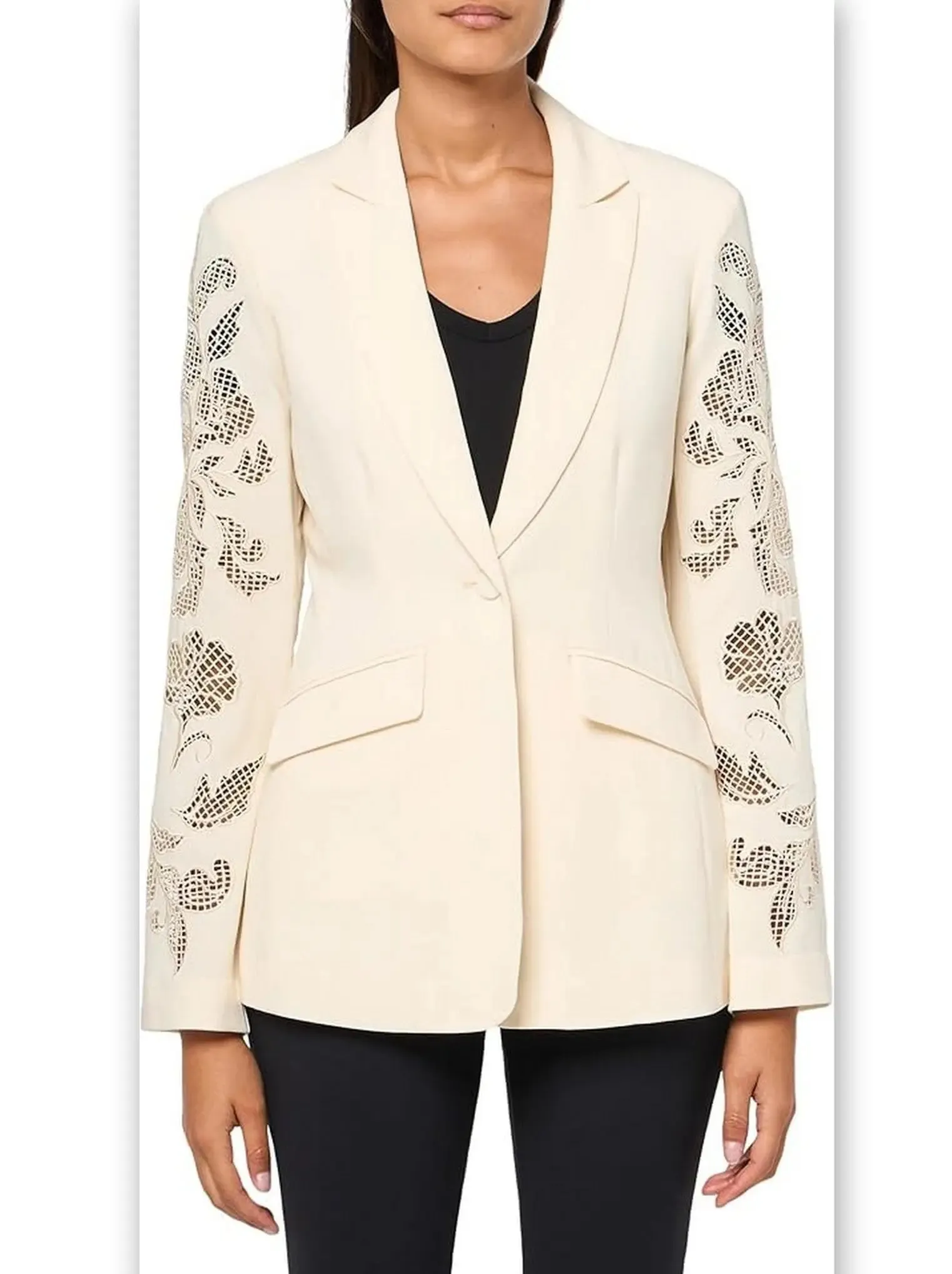 Women’s Cut-Out Paisley Embroidered Single-Breasted Blazer