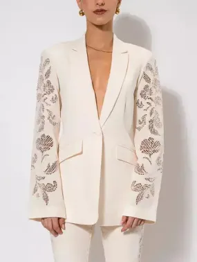 Women’s Cut-Out Paisley Embroidered Single-Breasted Blazer