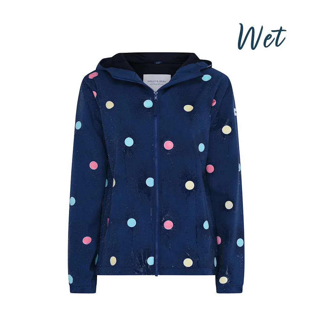 Womens Polka Dot Color Changing Raincoat