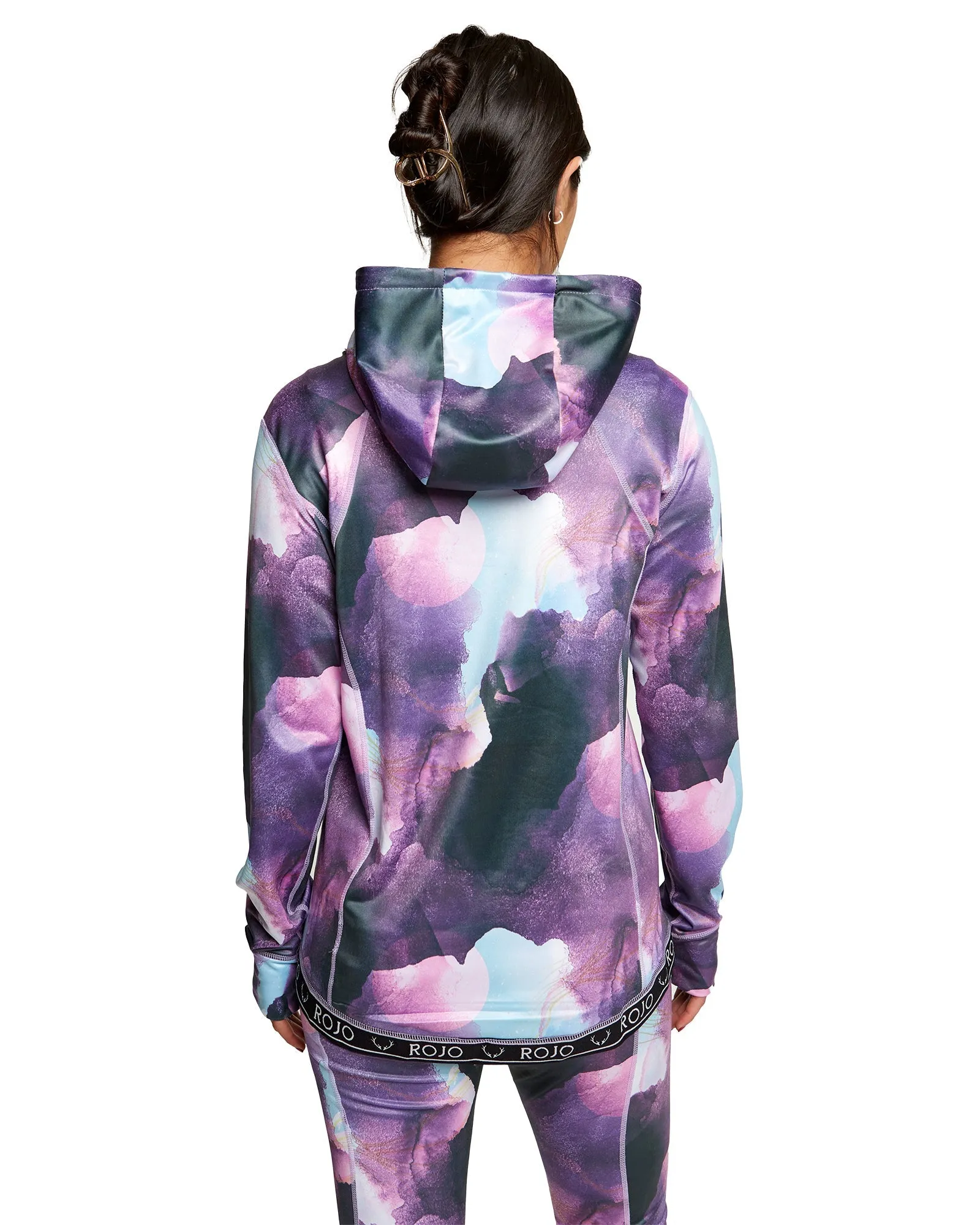 WOMENS SPLENDID BASE LAYER HOOD - WATERCOLOUR UNIVERSE