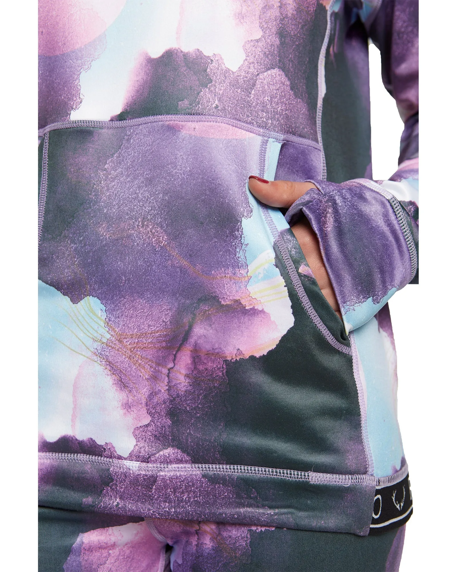 WOMENS SPLENDID BASE LAYER HOOD - WATERCOLOUR UNIVERSE