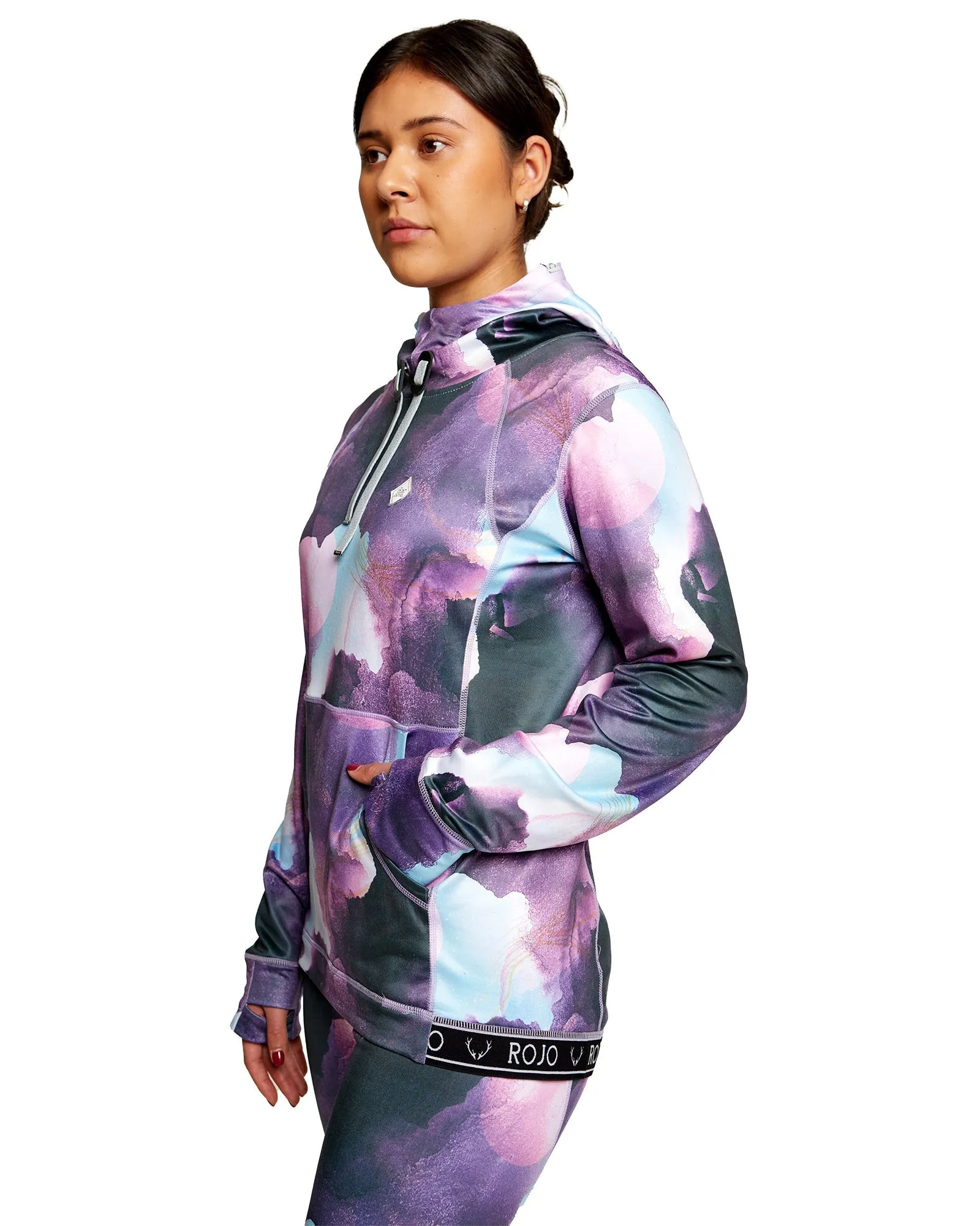 WOMENS SPLENDID BASE LAYER HOOD - WATERCOLOUR UNIVERSE