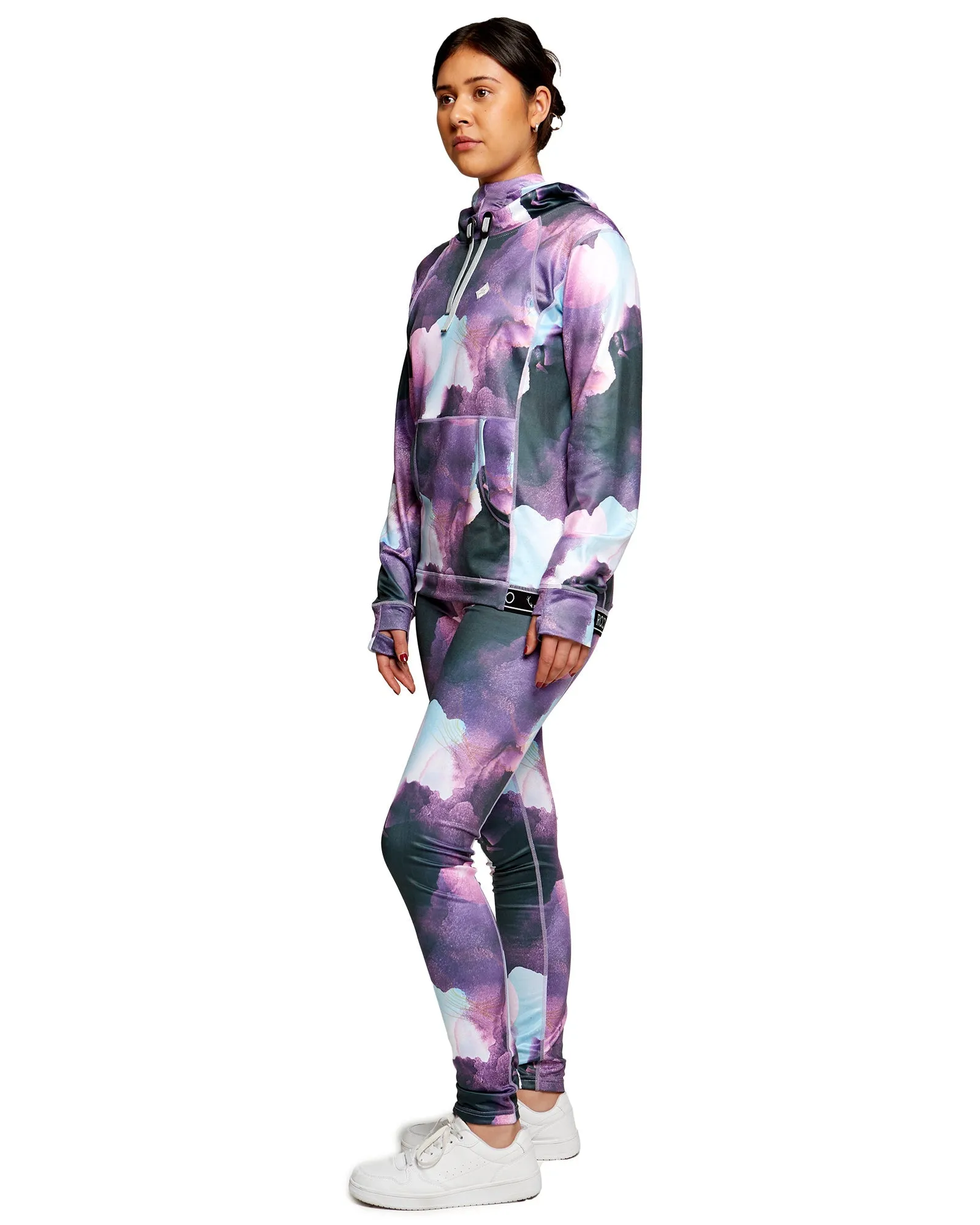 WOMENS SPLENDID BASE LAYER HOOD - WATERCOLOUR UNIVERSE