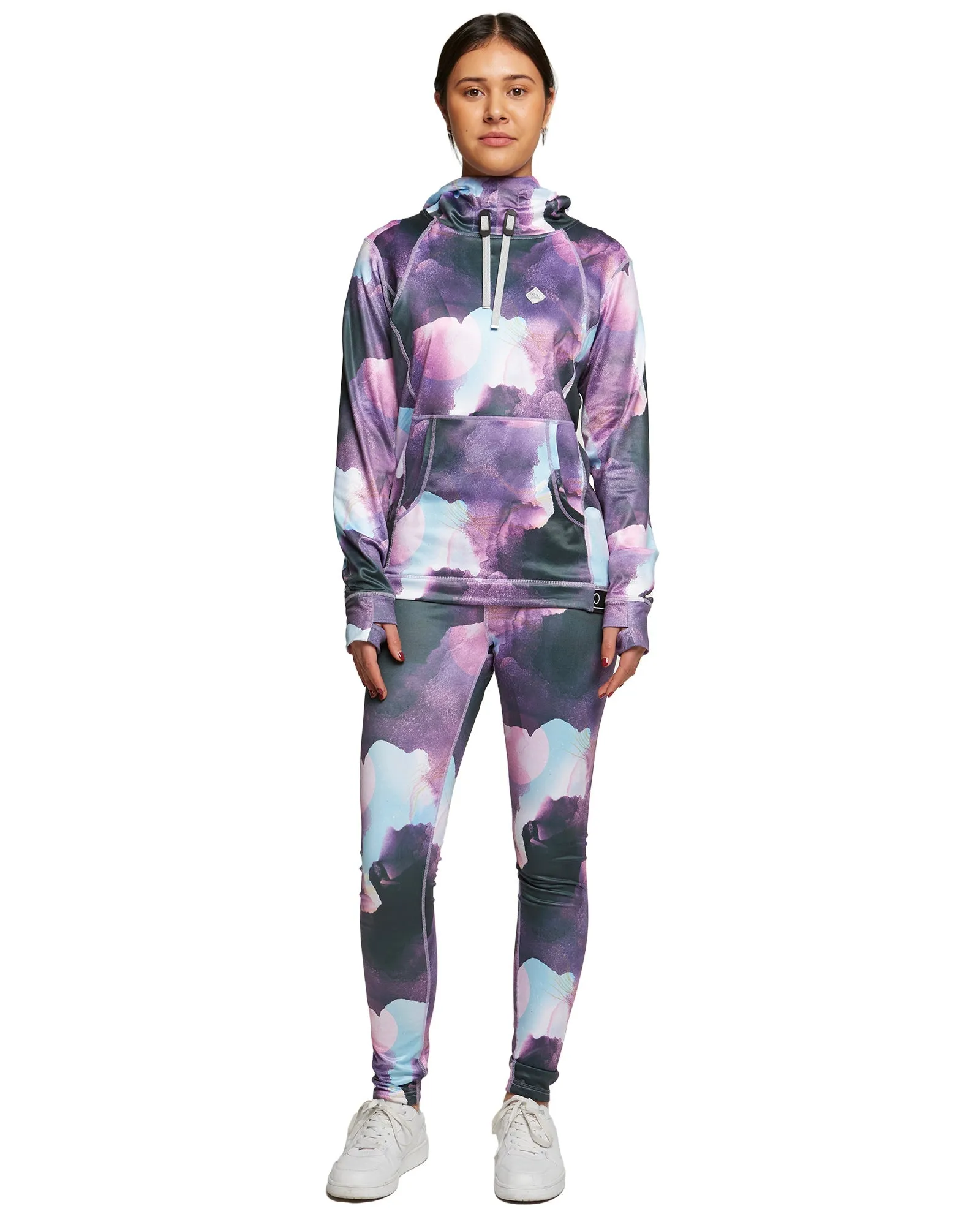 WOMENS SPLENDID BASE LAYER HOOD - WATERCOLOUR UNIVERSE